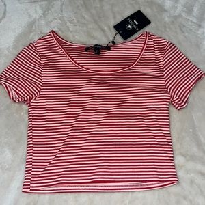 Red and white striped shirt 🤍